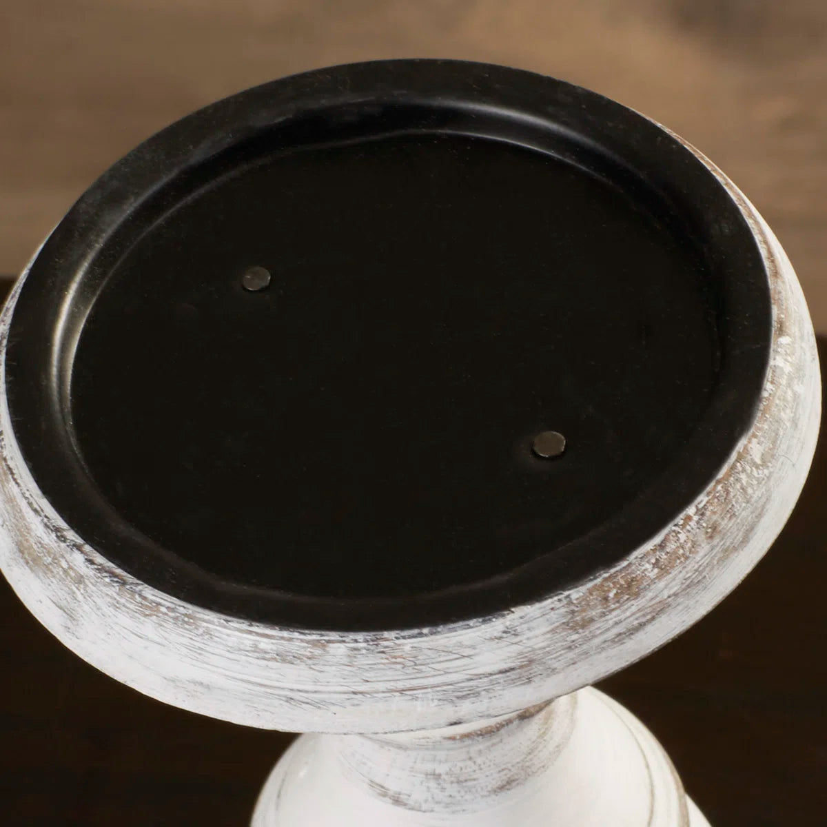 Cream Mango Wood Turned Style Pillar Decorative Candle Holder, Set of 3 10", 8", 6”H