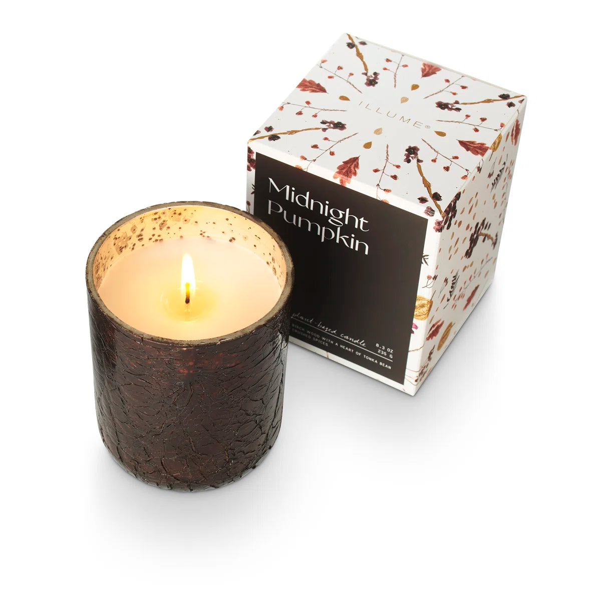 Noble Holiday Midnight Pumpkin Small Crackle Glass Candle